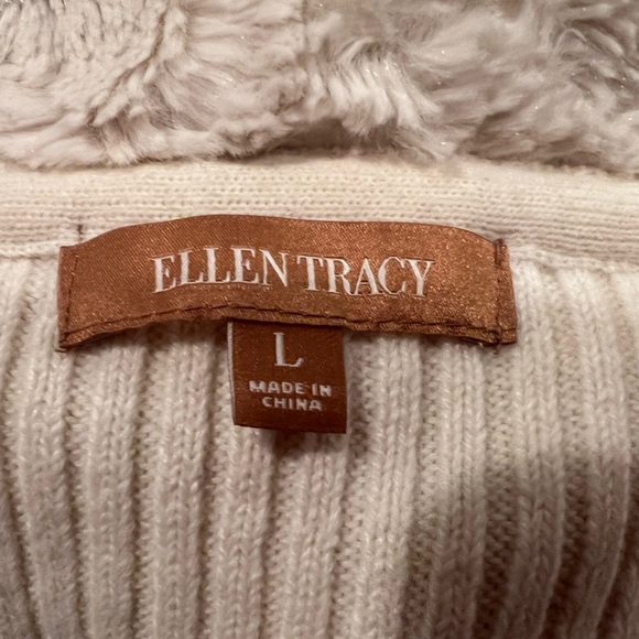ELLEN TRACY women front zipper beige sweater/size L - Picture 9 of 10